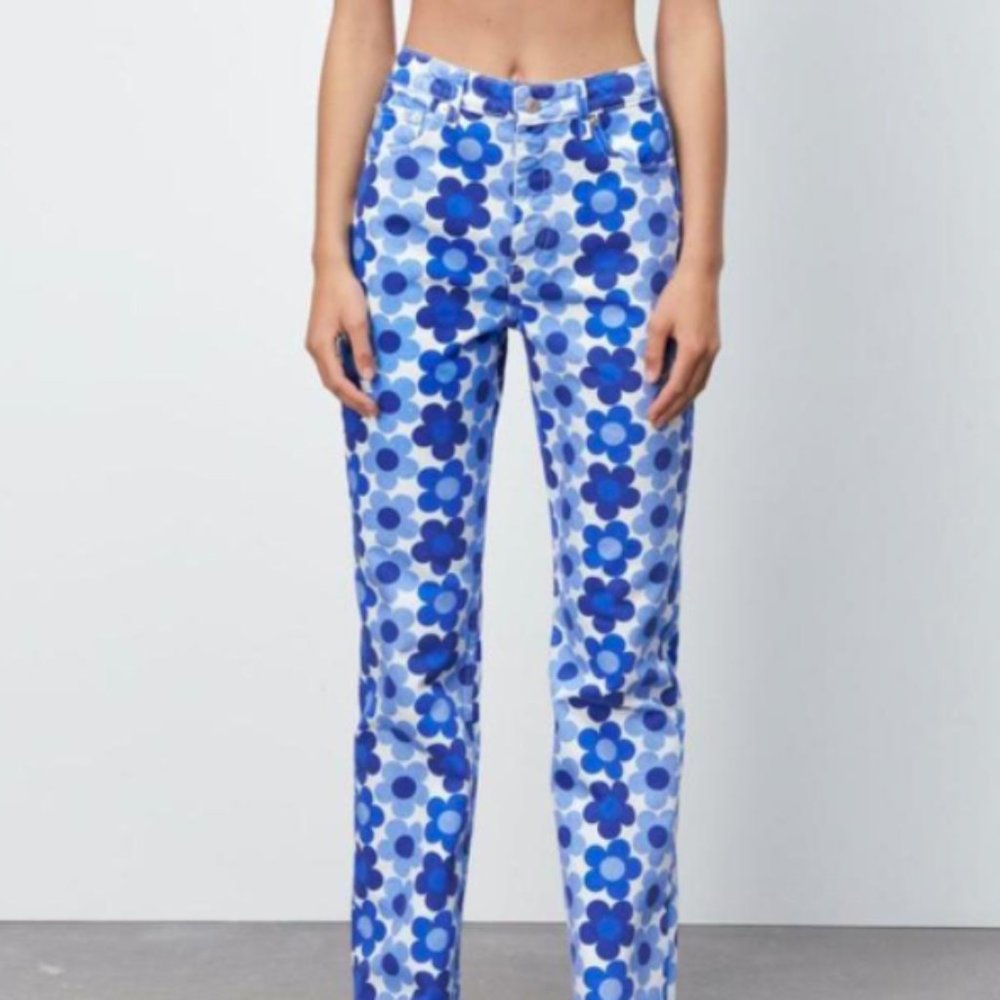 ZARA FLORAL JEANS